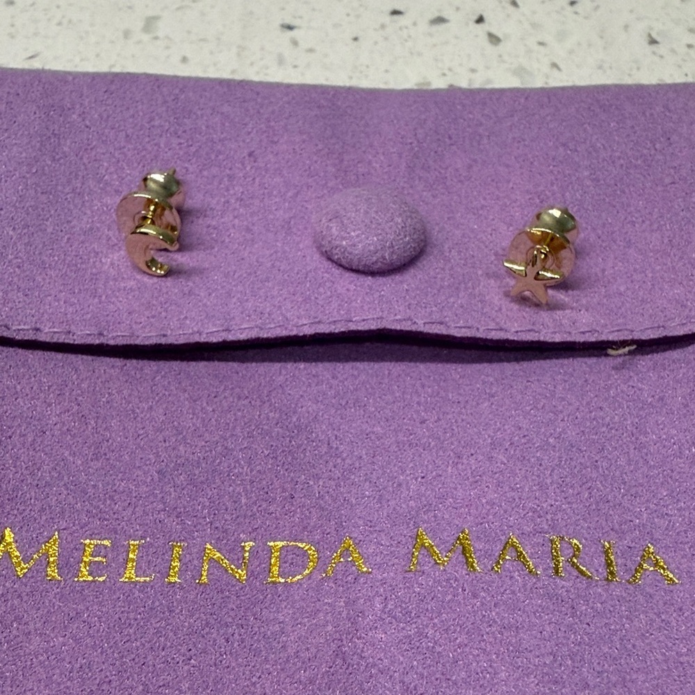 Melinda Maria Gold Moon and Star Stud Earrings